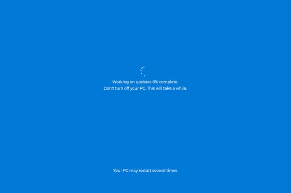 Screenshot of the Windows update screen