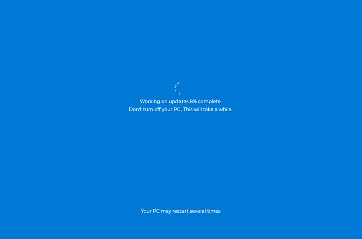 Screenshot of the Windows update screen